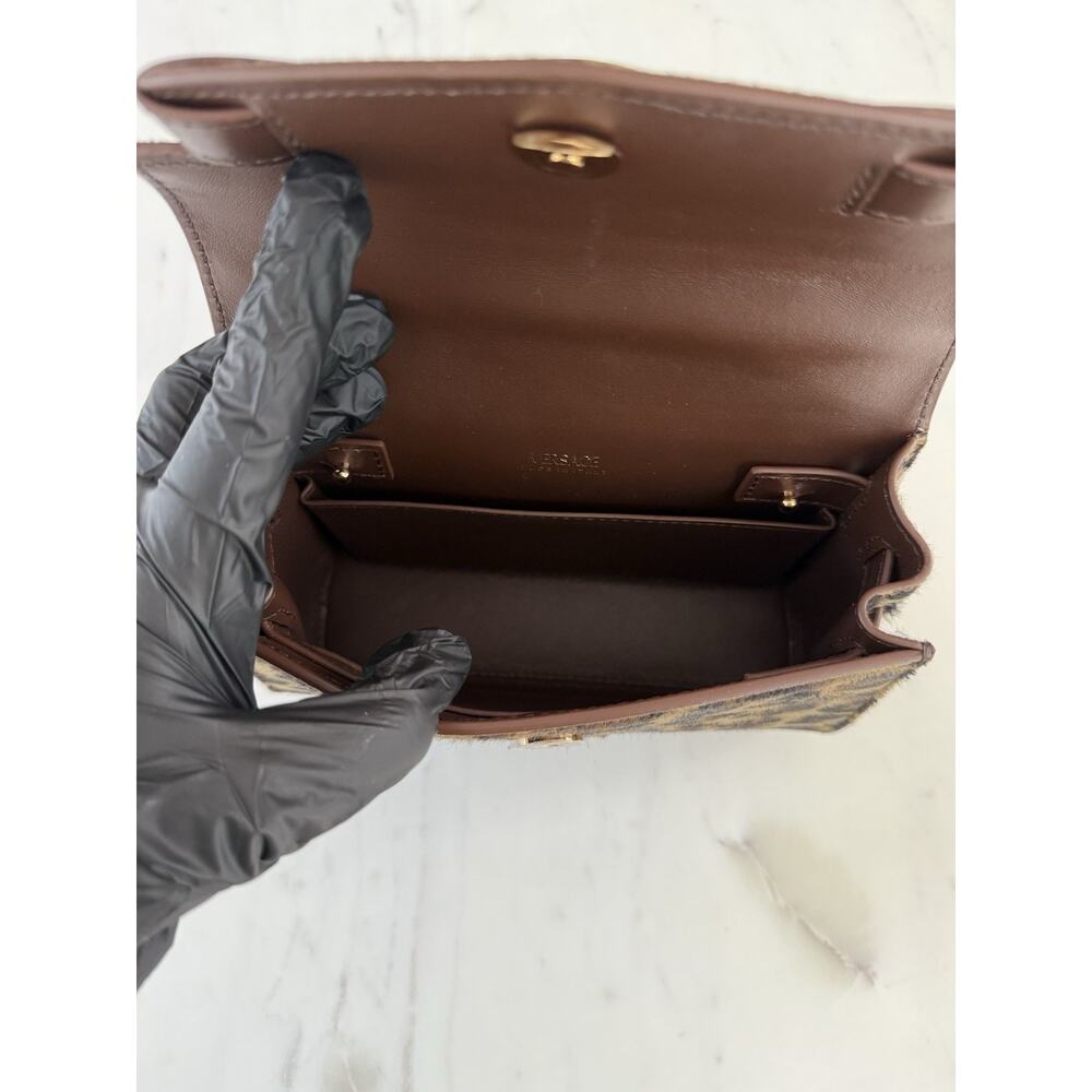 VERSACE Medusa Plaque Leopard Printed Top HANDLE Bag $ 2800 Retail - Picture 12 of 16